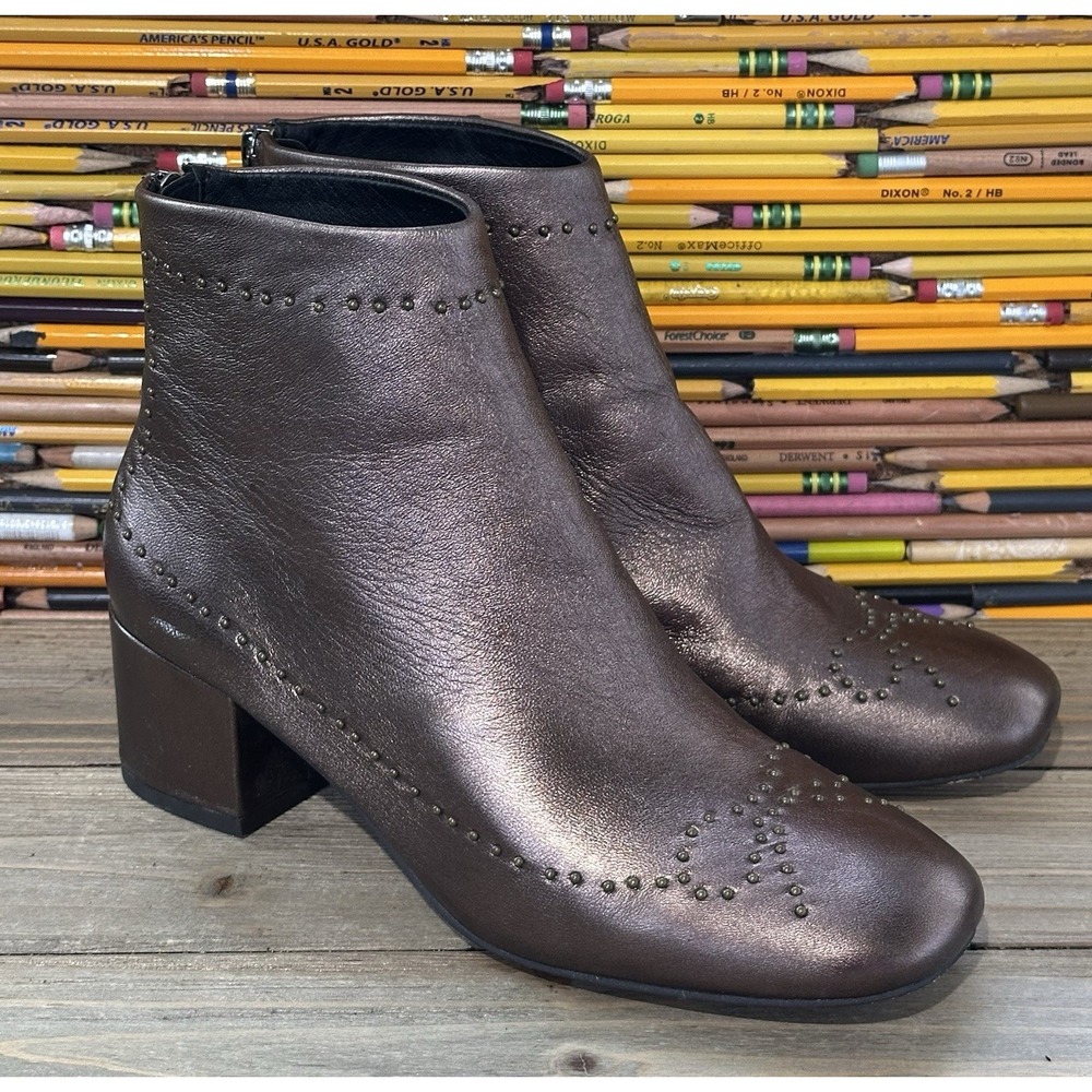 Donald Pliner Metallic Booties Shoes Classy Studded Ankle Copper Women's 7 M